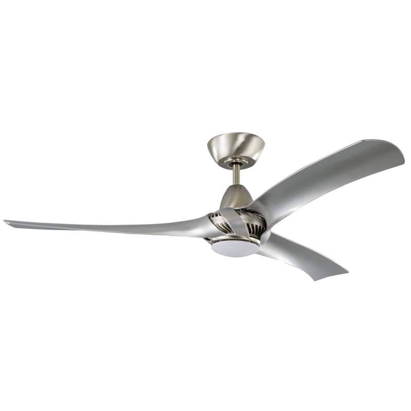 Ventilateur de plafond à 52 pales 52 po avec télécommande et ensemble d'éclairage inclus Bukovinka, Nickel poli brossé