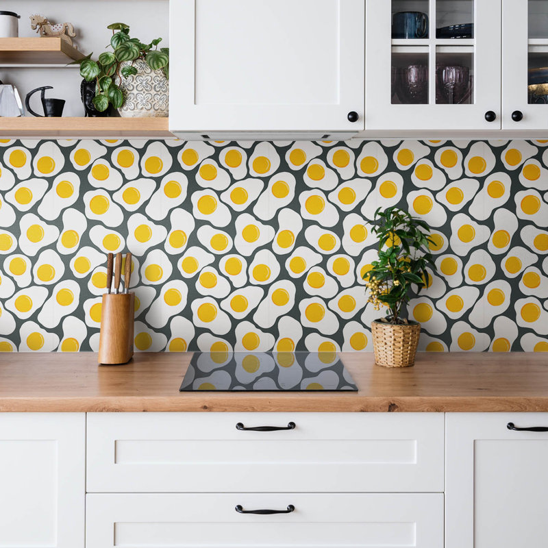 Self Adhesive Vinyl Splashback Wall Tiles Sticker Peel Stick set 9 pieces 30x30 cm Cartoon eggs