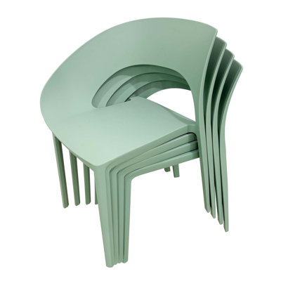 Holiday - Chaise simple en polypropylène vert brume - Conception monobloc pour l'intérieur et l'extérieur, convient aux salons, salles à manger, jardins, terrasses et autres (ensemble de 4)