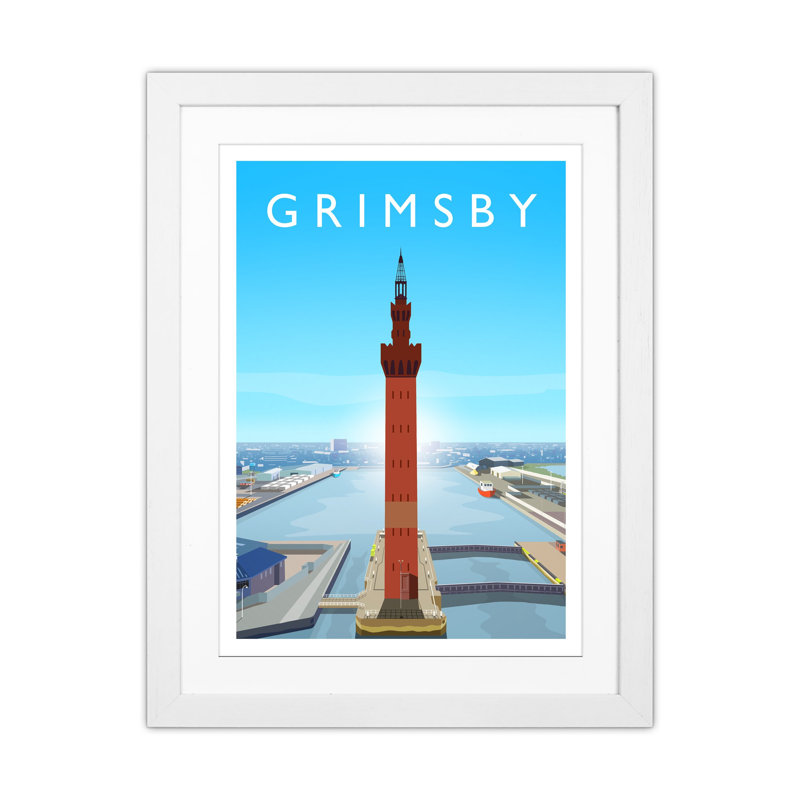 Grimsby Portrait by Richard O'Neill - Print on Canvas, White Framed, 53.5cm H x 43.5cm W x 3cm D