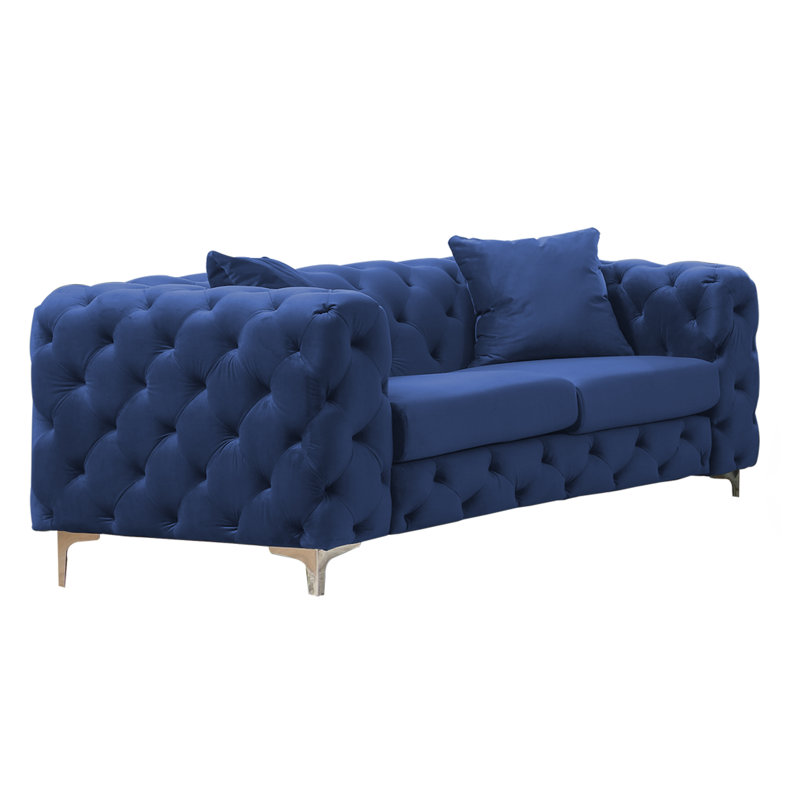 Segal 63'' Velvet Loveseat, Blue