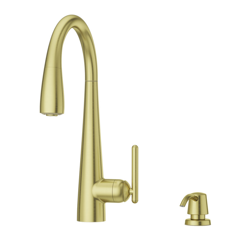 Lita Pull Down Single Handle Kitchen Faucet, Brushed Gold