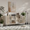 Armoire en bois massif de style Mid-Century avec porte coulissante Sicotas