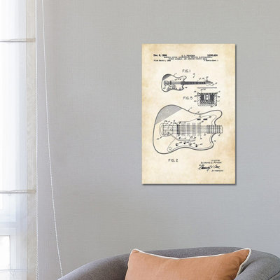 Fender Guitar (1966) by Patent77 - Wrapped Canvas Print