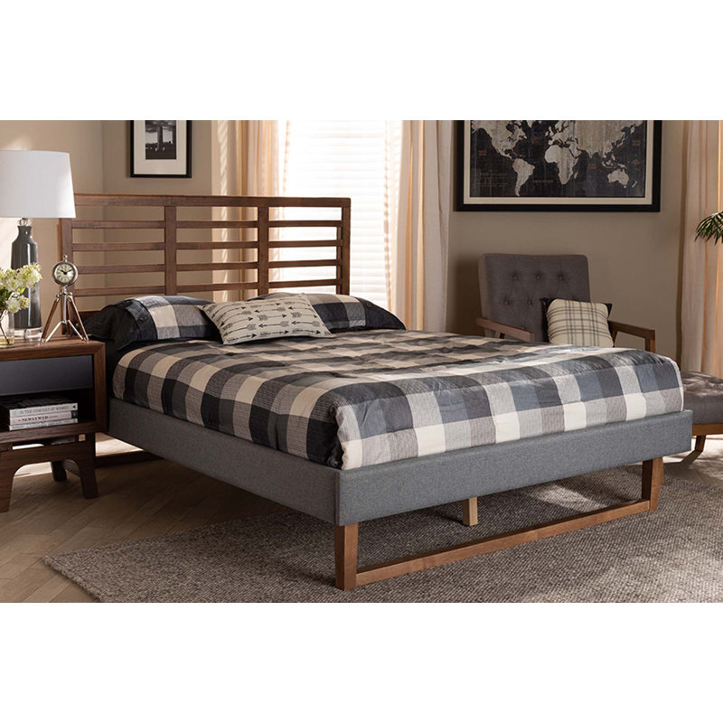 Conal Platform Bed, Queen, Dark Gray/Ash walnut