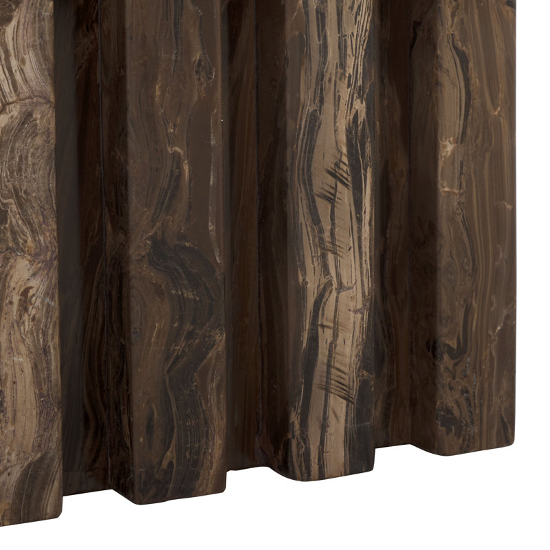 Grande table d'appoint en marbre Pristina, H 12 po x l 21 po x P 21 po, Brun