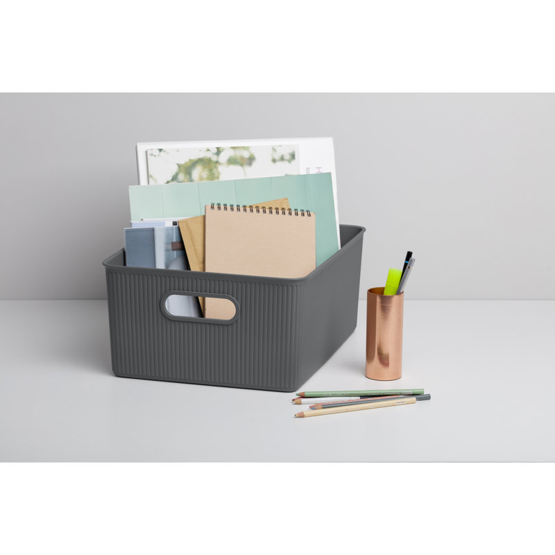 Cube en plastique, Gris, H 6,25 po x l 15 po x P 12 po