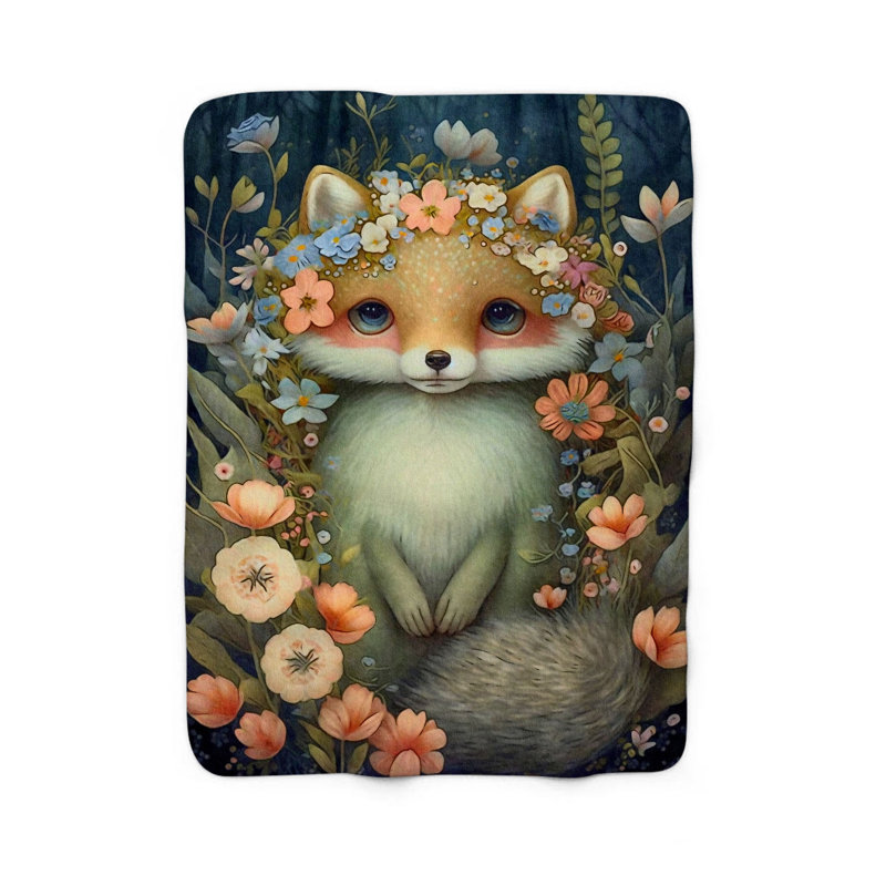 Couverture souple en sherpa de qualité supérieure Soft Forest Animal Fox, L 60 po x l 50 po