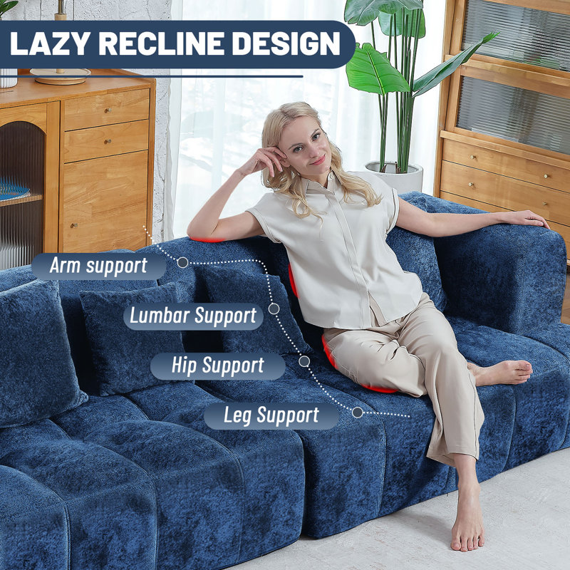 Canapé modulaire Boneless de 103 po, canapé 4 places avec mousse à mémoire de forme rembourrée et confortable avec 4 coussins, aucun assemblage requis