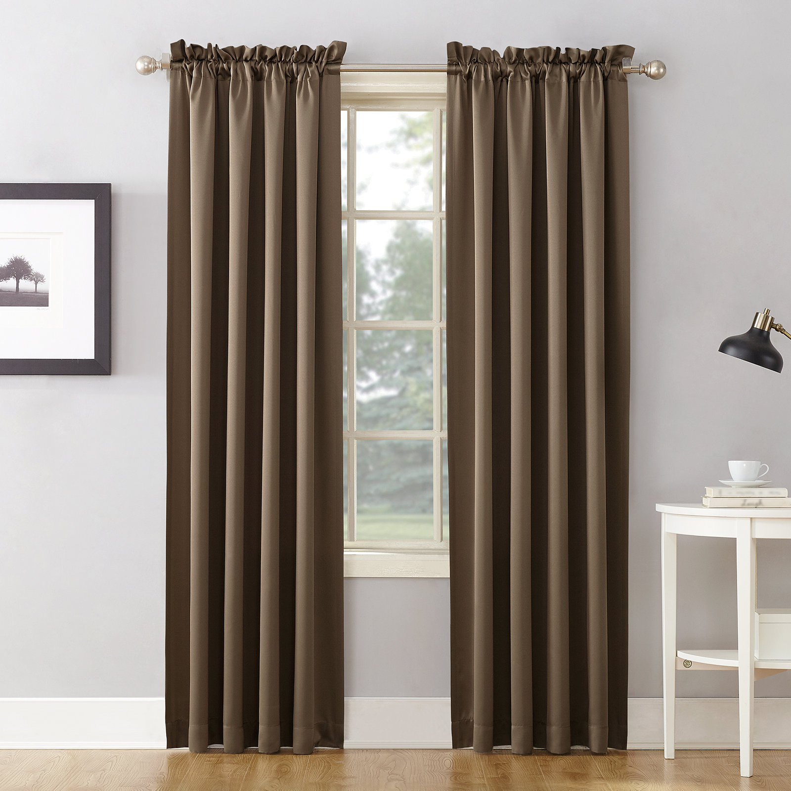 Wayfair Basics® Thermal Room Darkening Rod Pocket Curtain Panel, 54" W x 95" L, Mocha