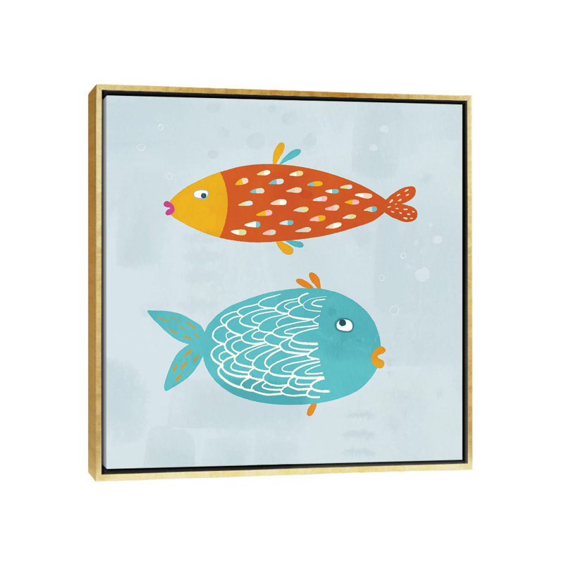 «Sarcastic Fish» par Nic Squirrell - impression d'art graphique, H 18 po x l 18 po x 1,5 po, Toile encadrée d'or