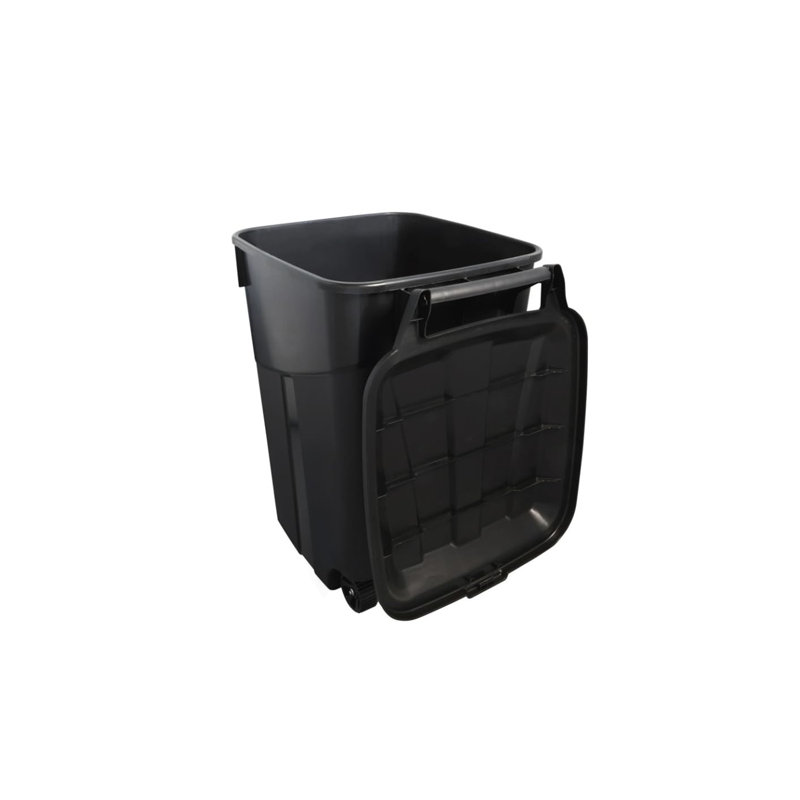Poubelles en plastique robustes 45 gallons avec couvercle attaché pour une utilisation intérieure et extérieure, noir