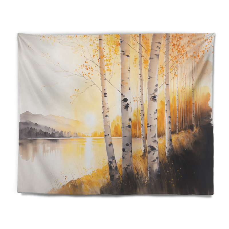 Tapisserie en polyester Golden Hour Birch Trees II, H 50 po x l 60 po