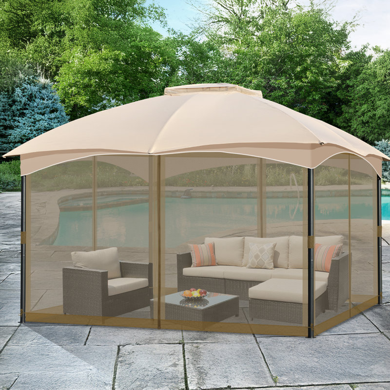 Universal Gazebo Mosquito Netting, Brown, 210cm H x 487cm W x 365cm D