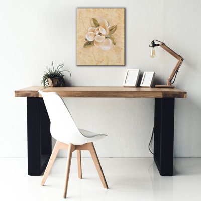 'Magnolia On Cracked Linen'  by Cheri Blum Canvas Wall Art