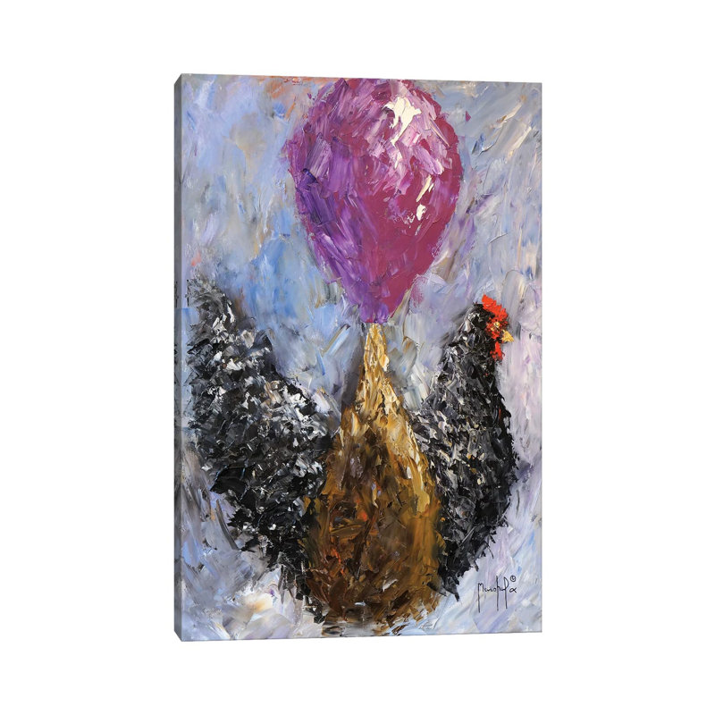 Rooster With Balloon by Joseph Marshal Foster - Wrapped Canvas Painting, 66.04 cm H x 45.72 cm W x 3.175 cm D