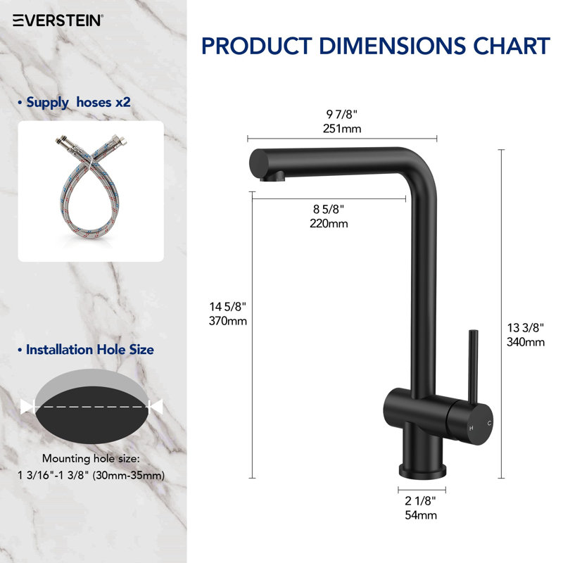 EVERSTEIN Kitchen Faucet, Matte Black