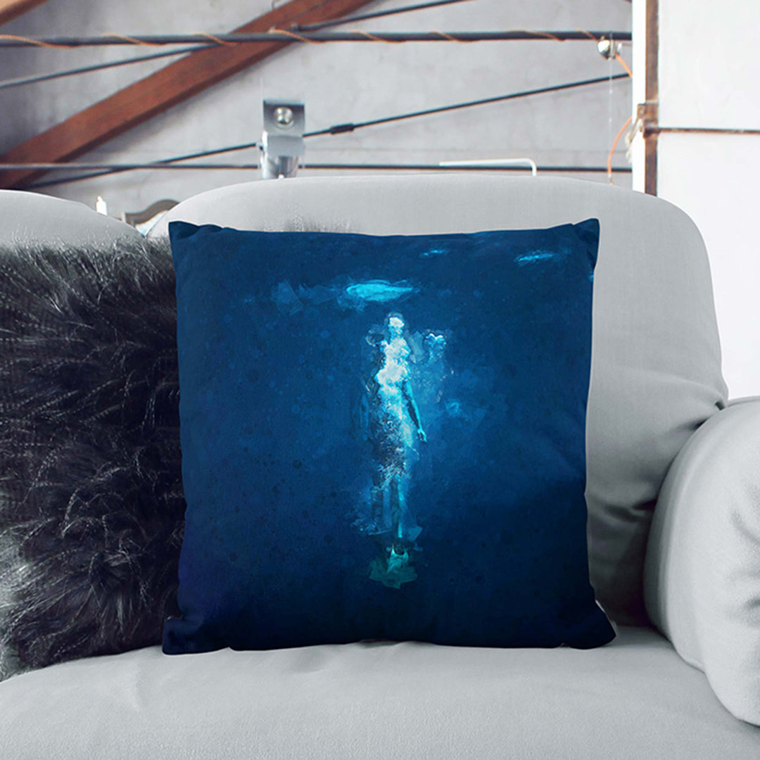 Deep Blue Diving in Abstract Cushion with Filling