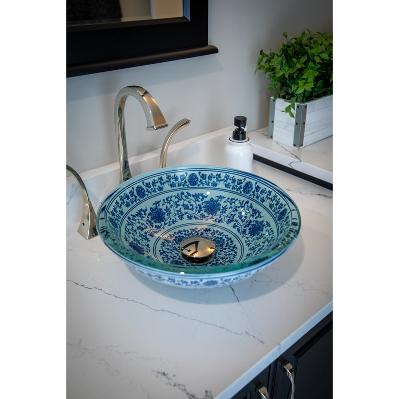Eden Bath 14 " Tempered Glass Circular Bathroom Sink