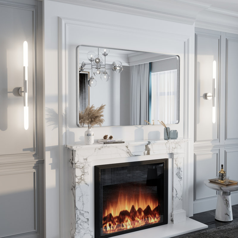 Miroir mural Aevar, 48 po x 30 po, Argent brossé