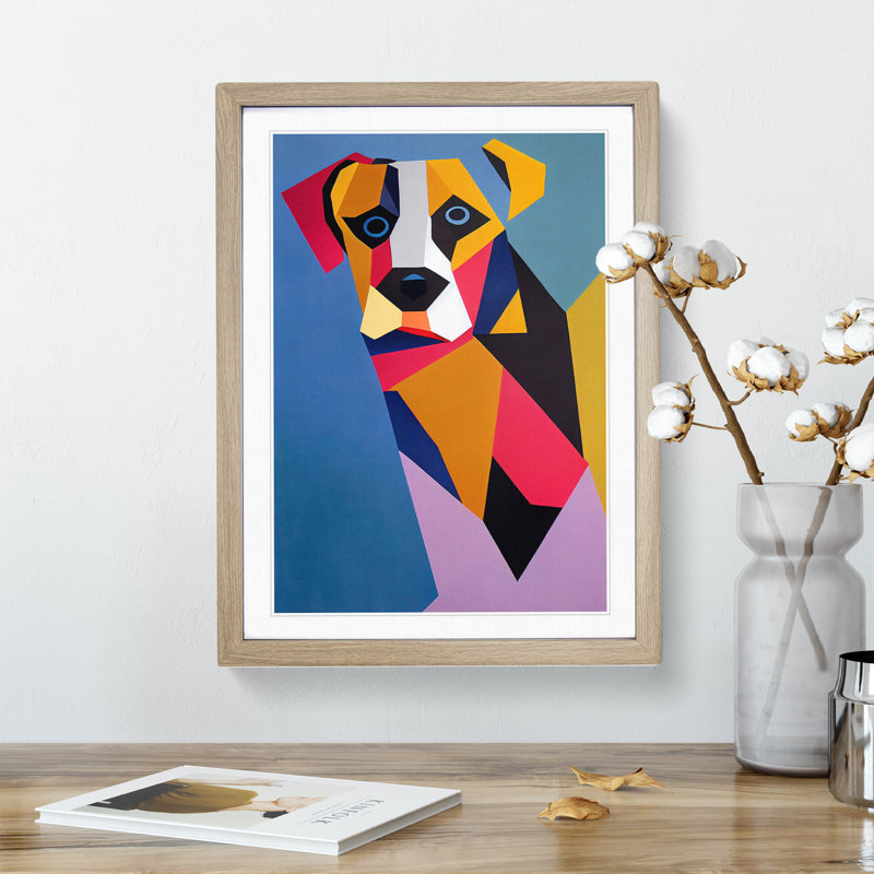 Abstract Dog No.5 - Framed Print, 34cm H x 25cm W x 2cm D, Oak