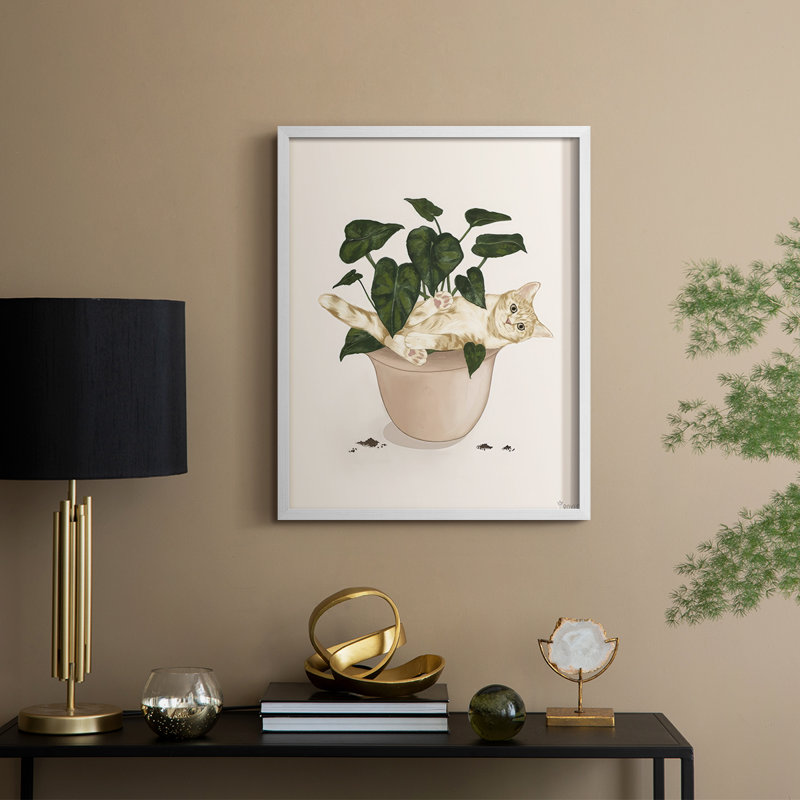 «Happy Gardening I», reproduction encadrée - bois massif, H 30 po x l 24 po, Blanc