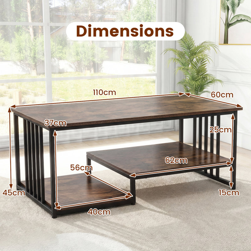 Coffee Table with Storage, Brown