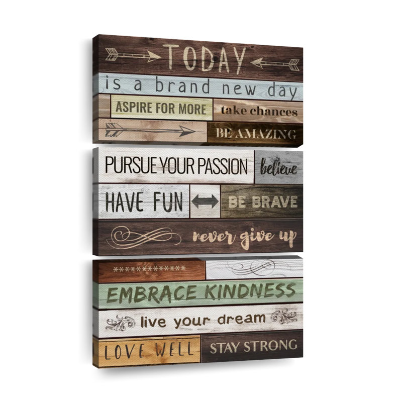 " Today Motivational Typography Multi Piece Canvas Print " by HomeyNotes Studio 3 - Pieces, 38" H x 24" W x 1.25" D