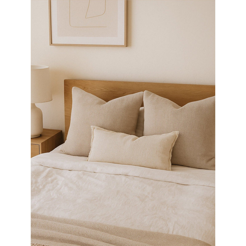 So Soft Linen Linen Throw Pillow, 22"H x 22"W, Down Blend, Warm Beige