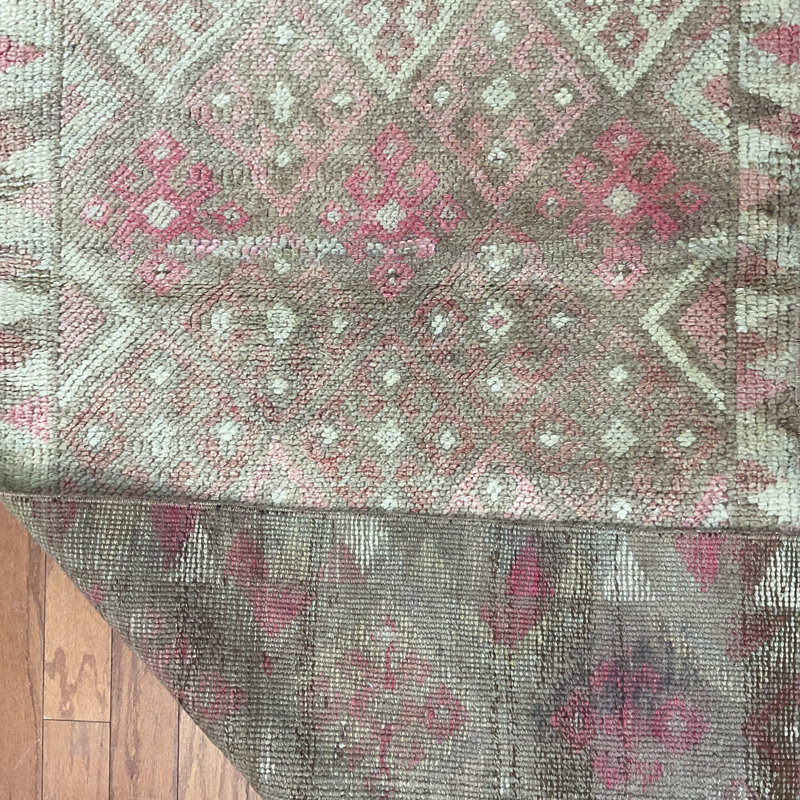 Tapis de couloir en laine Oushak fait à la main Bungalow Rose