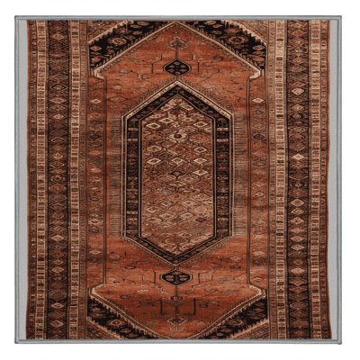 Machine Washable Turkish Brown Area Rug