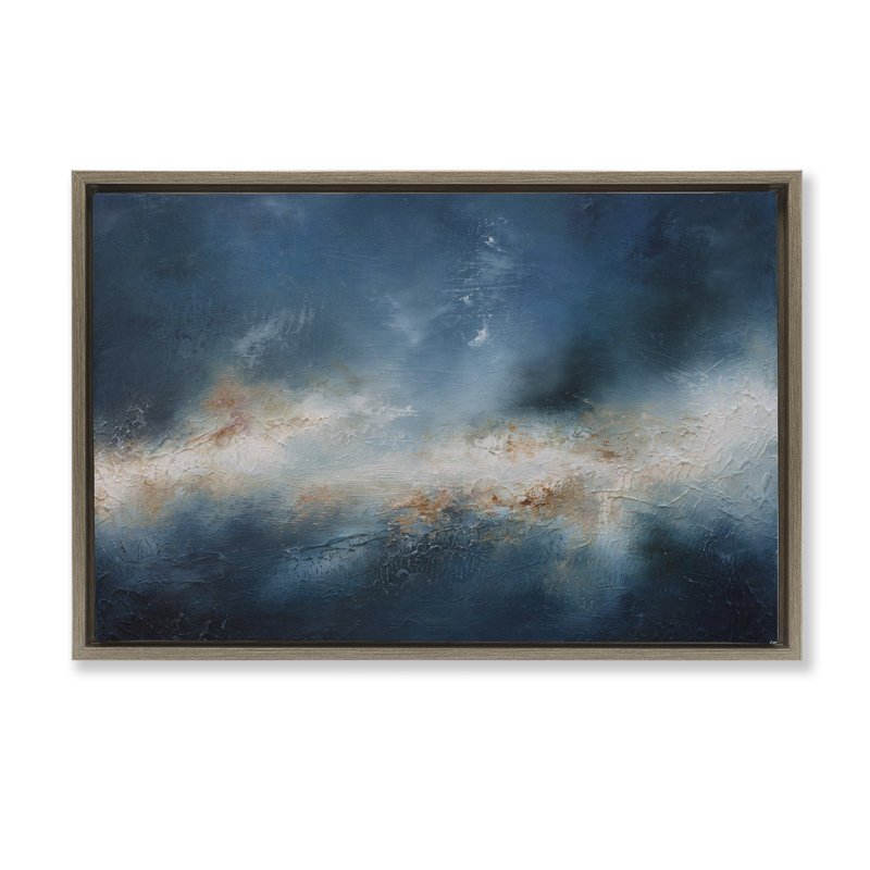  «Beneath The Surface», toile abstraite par Lydia Orange, H 17 po x l 25 po, Cadre flottant orme Montalcino