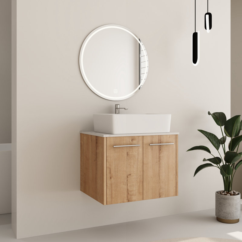 Ensemble de meuble-lavabo simple 24 po avec comptoir en céramique Beber, Forme rectangulaire, 24"