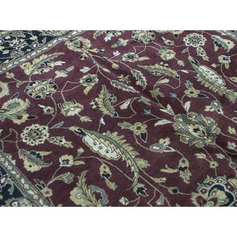 Hand-Knotted High-Quality Wine and Black Area Rug