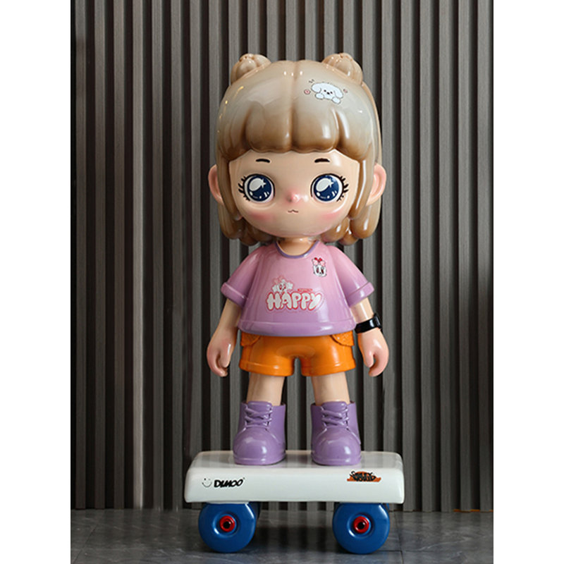 Creative Creative Skateboard Girl, Orange, mauve, brun