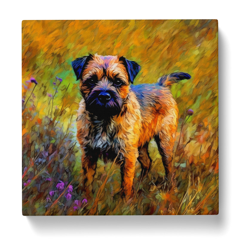 Border Terrier Neo-Impressionism - No Frame Print, 50cm H x 50cm W x 3cm D