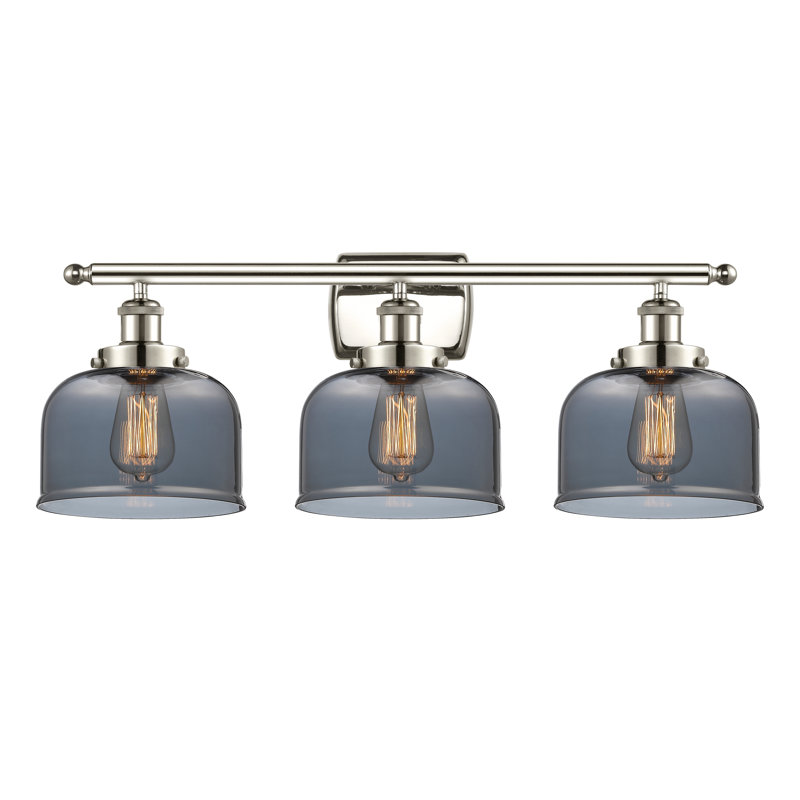 Éclairage pour salle de bain à 3 lumières 28 po Ballston Urban Bell, DEL, Plaqué couleur fumée, Nickel poli