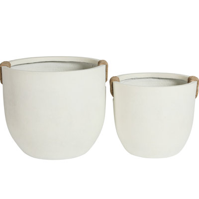 Grand pot à fleurs rond en béton fait à la main de 2 pots décoratifs avec trous de drainage pour embellir les plantes d'intérieur