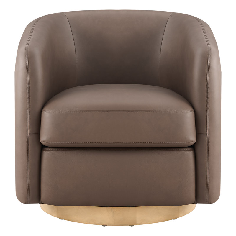 Bennett Genuine Leather Swivel Barrel Chair