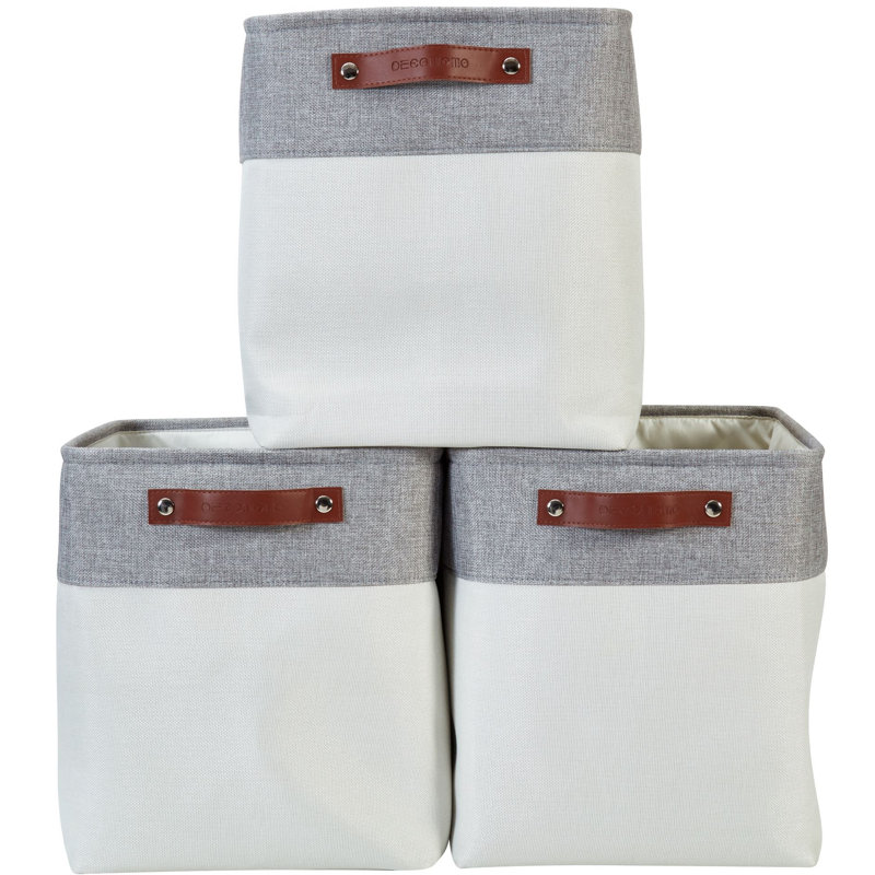 Panier en tissu, Gris ardoise / blanc