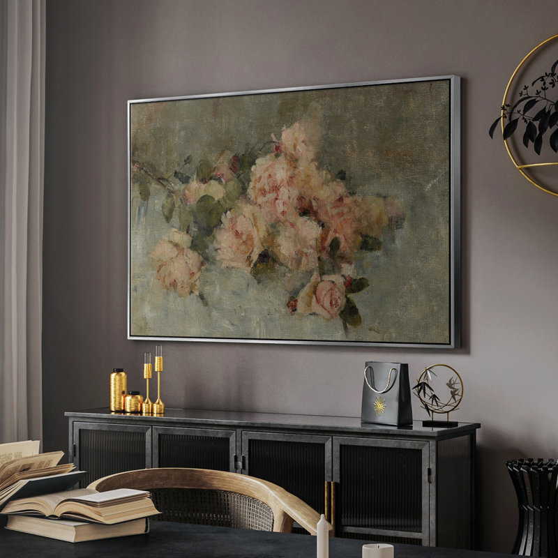 «Vintage Botanical - CXV» sur toile, Toile encadrée flottée blanche, H 27 po x l 41 po x P 2 po