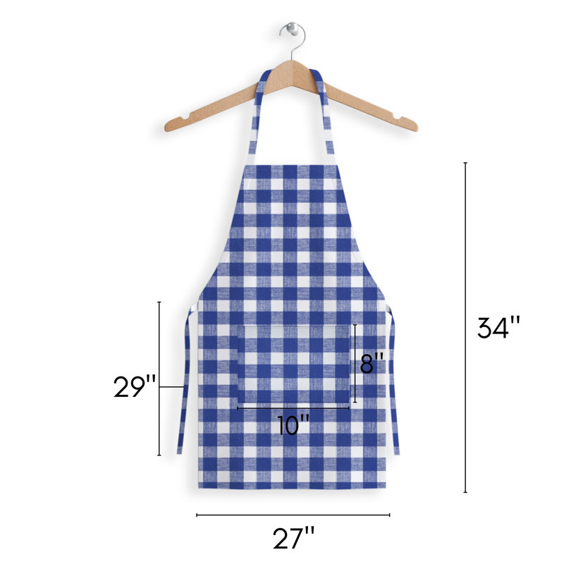 Plaid Bib Apron, Blue/White