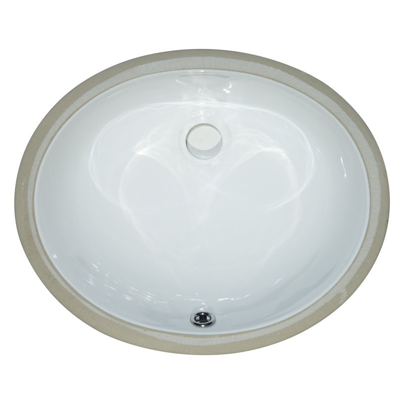 17 in. x 14 in. White Porcelain Oval Undermount Bathroom Vanity Sink