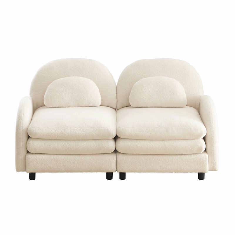 Canapé-lit Teddy, H 35,4 po x l 68,5 po x P 33,8 po, Ourson blanc et beige