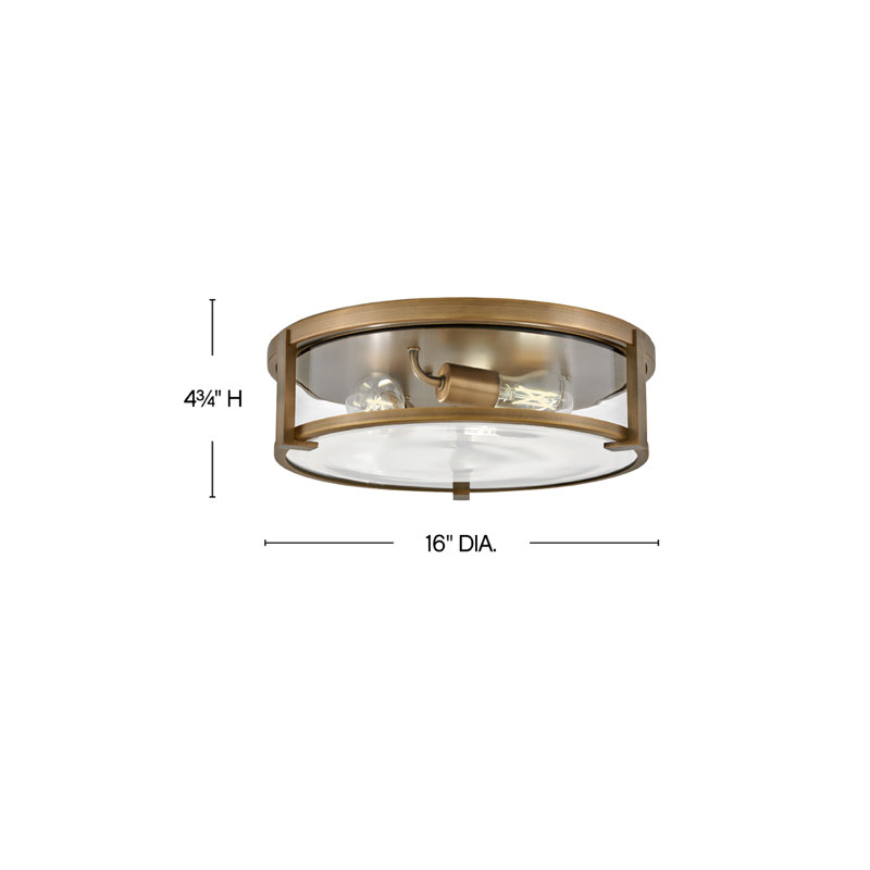 Lowell Three-Light Flush Mount Ceiling Light, Brushed Bronze/Clear Glass
