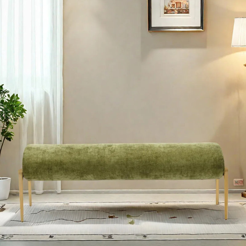 Banc en métal à rembourrage doux, H 18,11 po x l 62,99 po x P 16,54 po, Vert