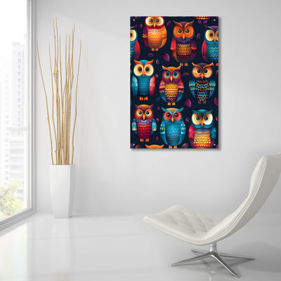 «Color Pattern Small Owl» par Momart, peinture murale en verre acrylique