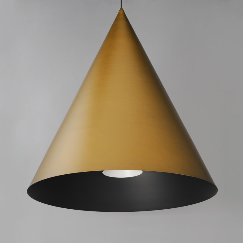 Assie 1 - Light Matte Black Cone Pendant, Gold