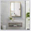Armoire à pharmacie blanche avec miroir 16 x 28 pouces avec cadre en métal, durable et élégante pour une installation murale ou encastrée