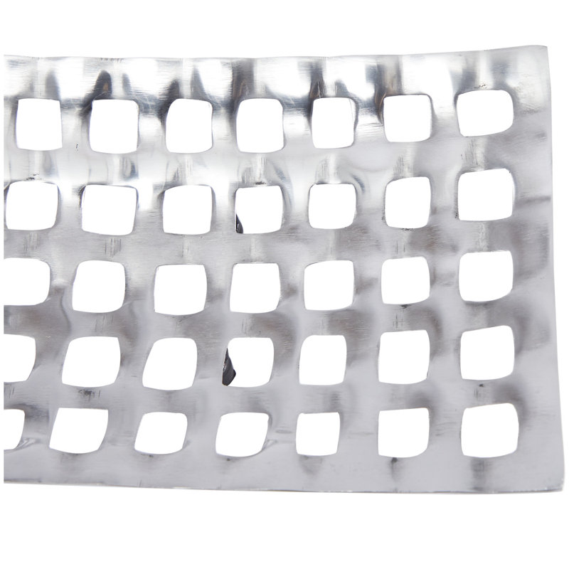 Silver Aluminum Grid Design Decorative Tray Set